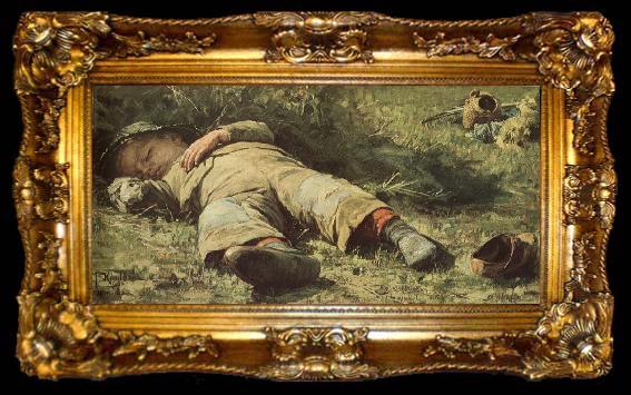 framed  Johan Fredrik Krouthen A asleep boys, ta009-2